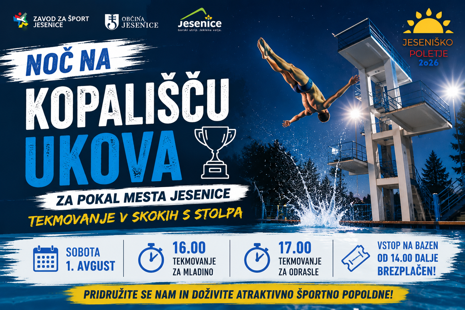 Noč na kopališču Ukova 2026